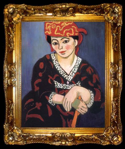 framed  Henri Matisse Woman wearing a red turban, ta009-2